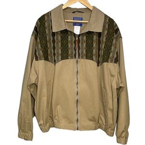 New Vintage Pendleton High Grade Western Wear Bomber Jacket XXL Cotton Wool Tan